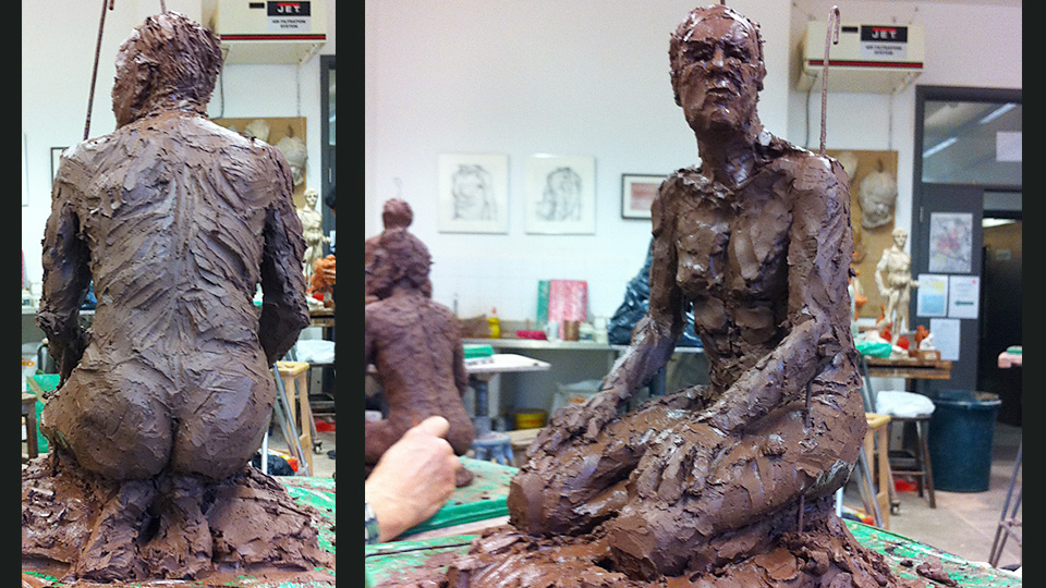 Making the figure of Kit&nbsp;kneeling