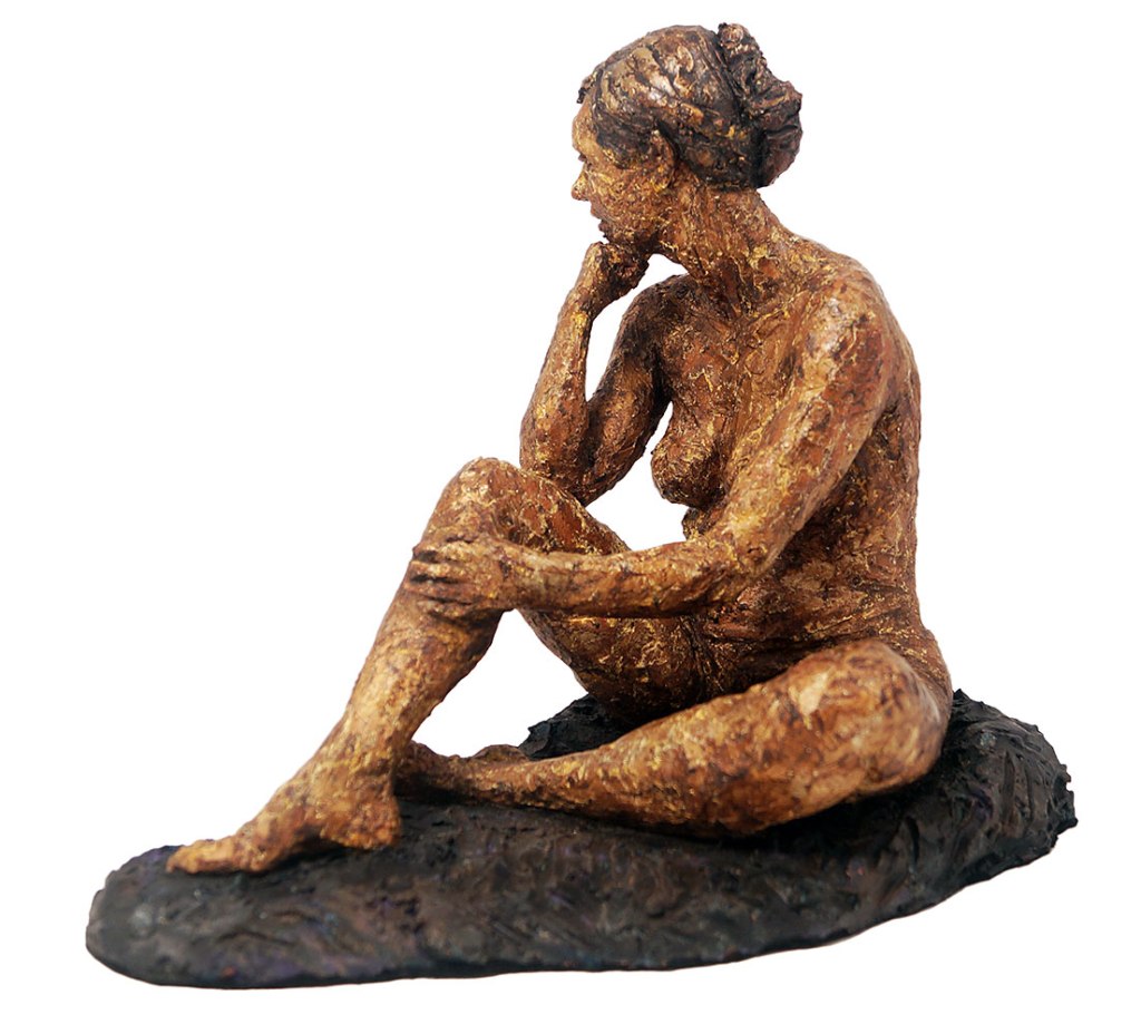 Sitting figure of Letizia, chin in&nbsp;hand