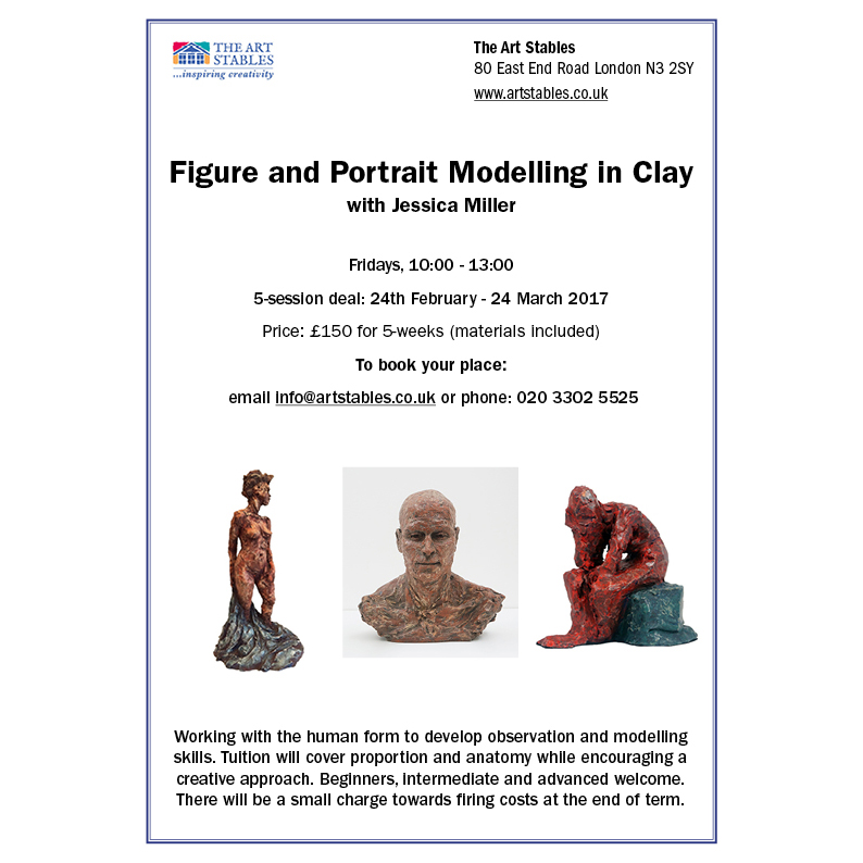 Figure and portrait sculpture classes – 5 sessions for&nbsp;£150