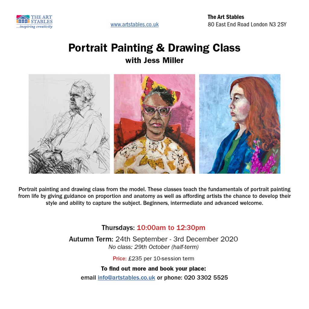 NEW: Portrait Painting and Drawing Autumn term&nbsp;classes