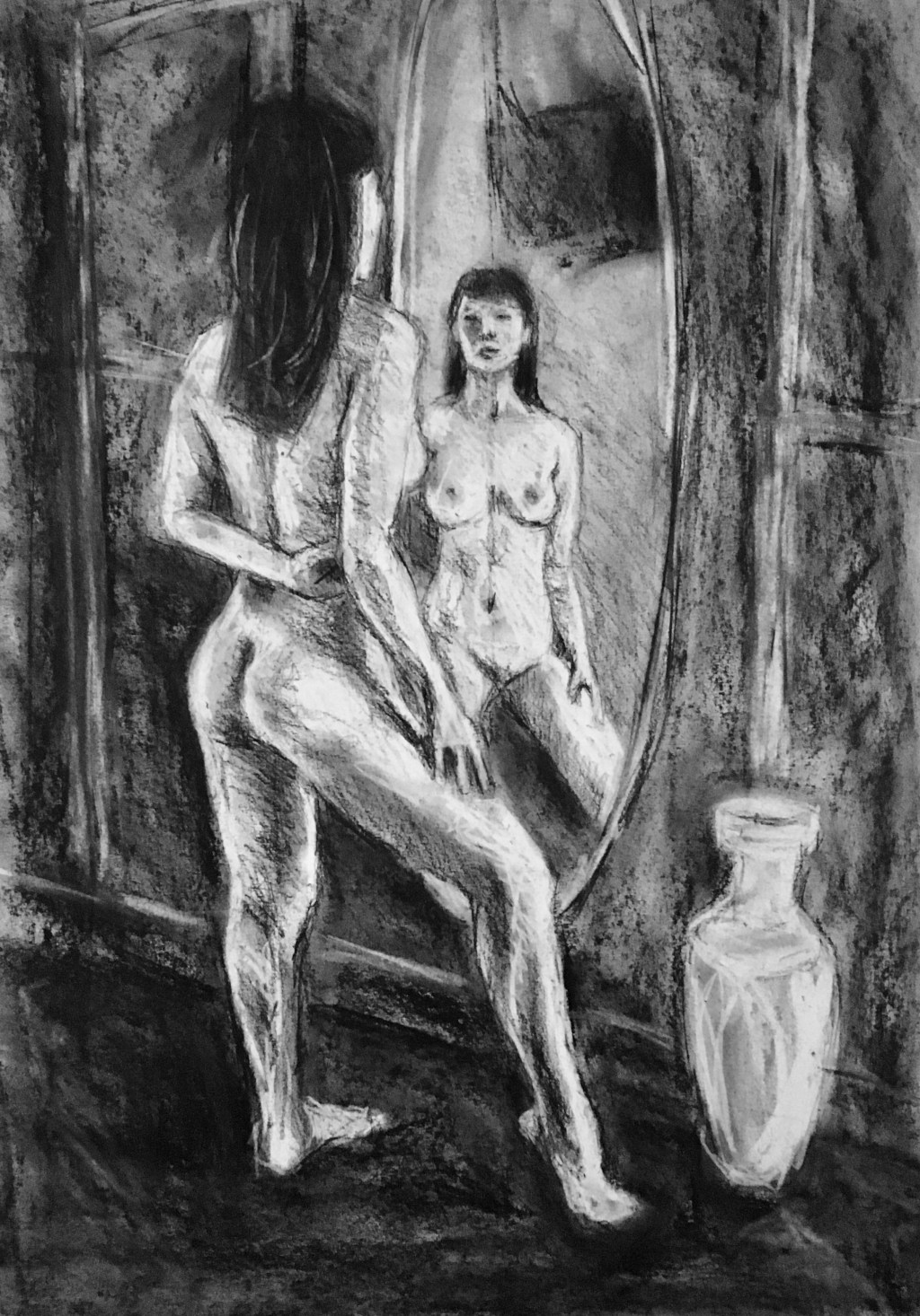 Nude reflected in a&nbsp;mirror